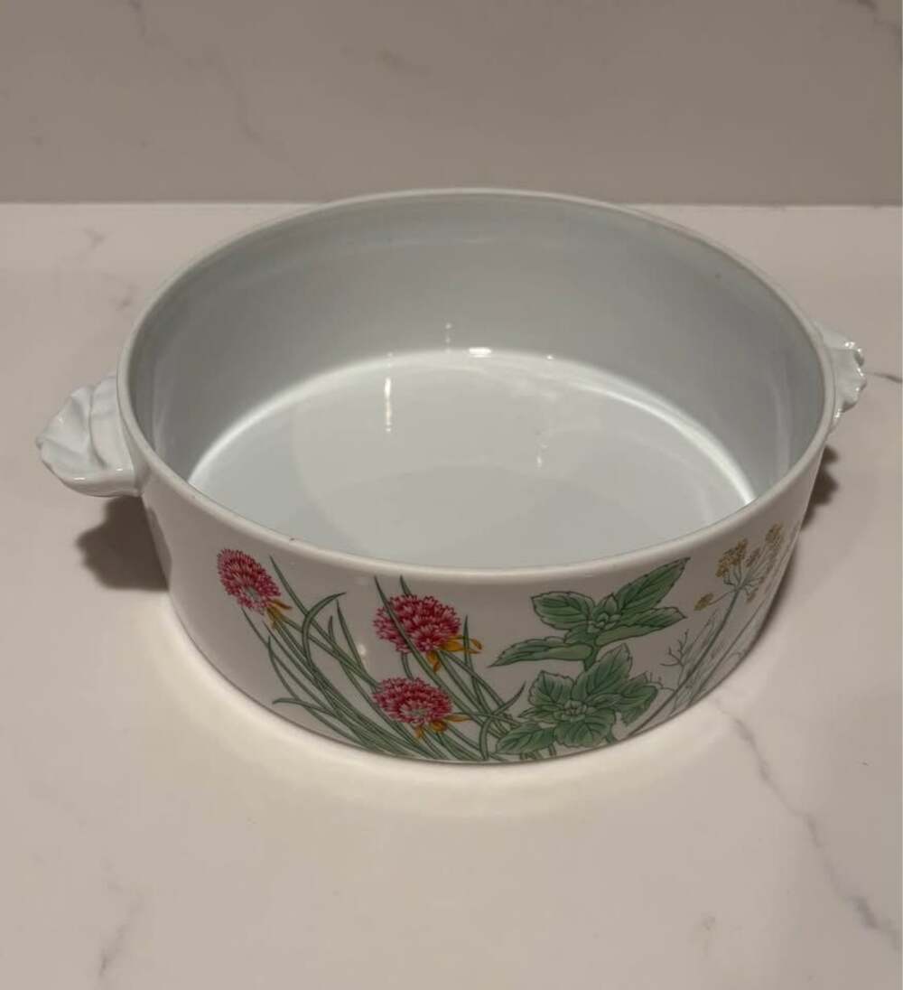 Vintage Porcelain Casserole dish from the "Herbs and Spices" collection by Shaff